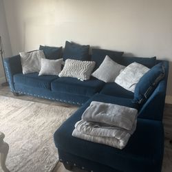 Blue Sectional With Chaise 