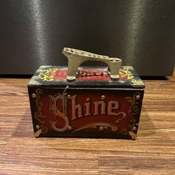 Antique Shoe Shining Accessories Kit & Box 
