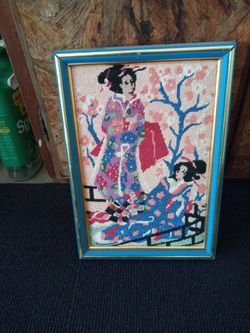 Vintage knitted European in frame