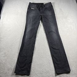 Diesel Faithlegg Women’s 25x32 Black Straight Leg Black Denim Stretch Jeans#1166