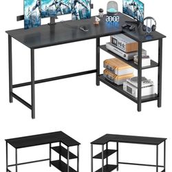 L Shaped Desk - 39" Home Office Computer Desk with Shelves 