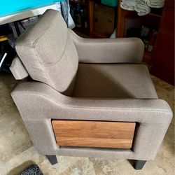 Arm chair modern upholstered Brown linen
