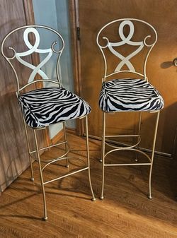 X2 Zebra and Gold Bar Stools