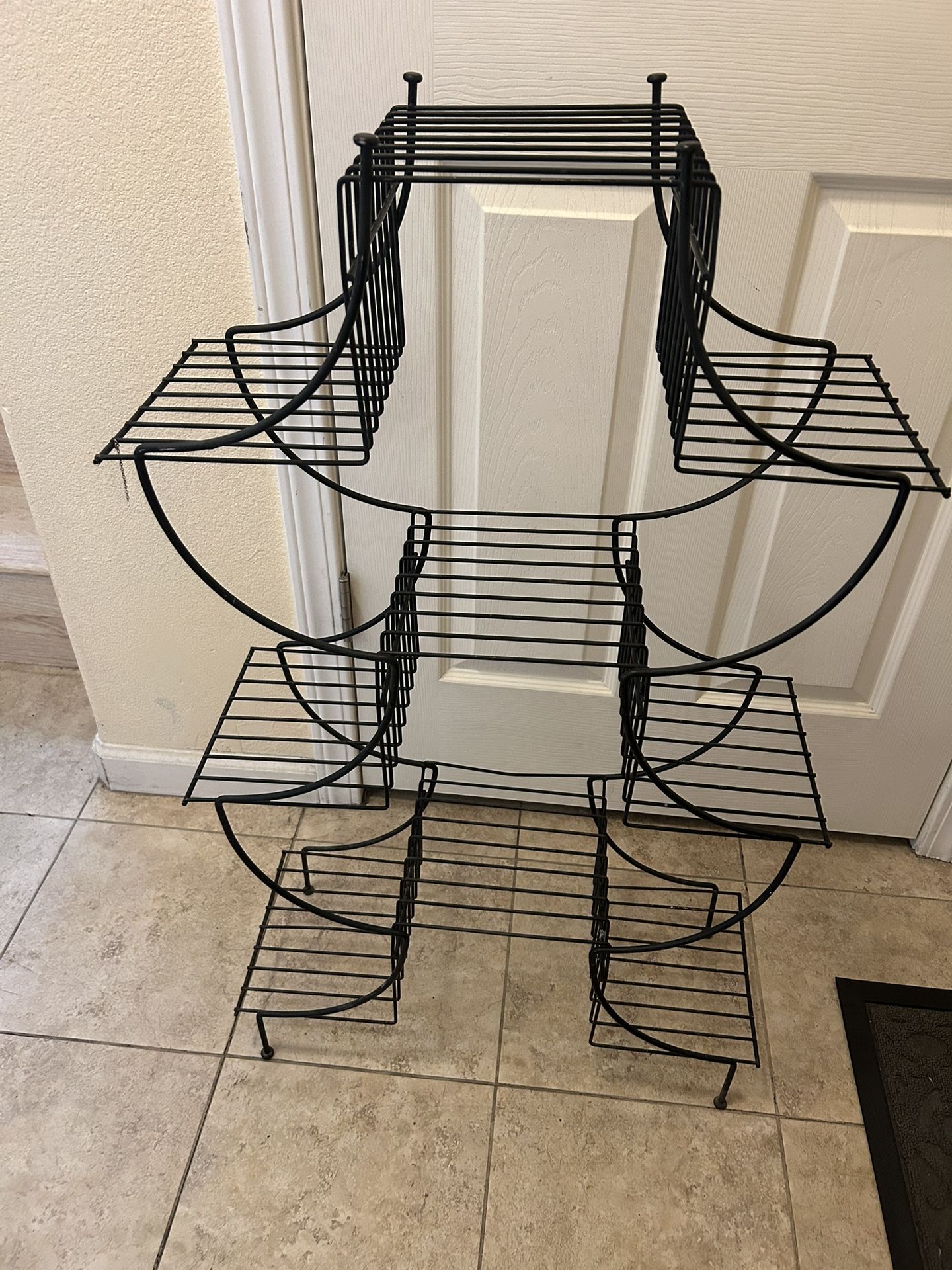 Vintage Mcm Pagoda Asian Wire Rack Plant Stand