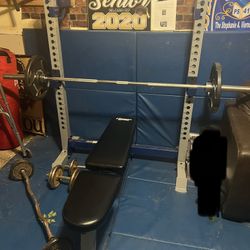 Fitness Gear Pro OB-600 weight bench with everything included.