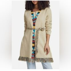 Faherty x B. Yellowtail Apsaalooke Crow Stripe Duster Belted Cardigan