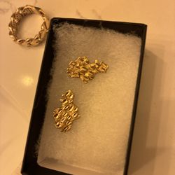 Gold Nugget Earrings 