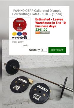 Ivanko 10KG Olympic Weight Plates Pair