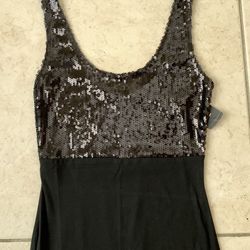 BLACK DRESS W/ SHIMMERING  BLACK SEQUINS  ON TOP PORTION