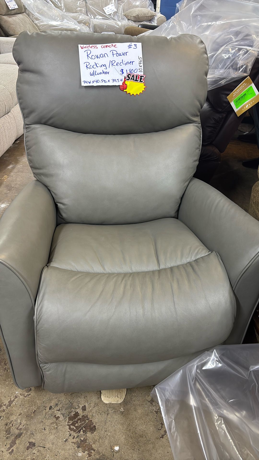 Leather Power Rocking Recliner With Control Panel On Side