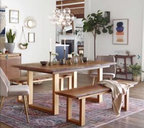 Wood Edge Dining Table Gold Legs