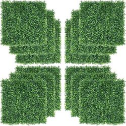  12 PCS 20"x 20" Artificial Boxwood Panels Topiary Hedge Plant, Privacy Hedge Screen UV Protected Greenery Wall, Decor Faux Grass Wall 