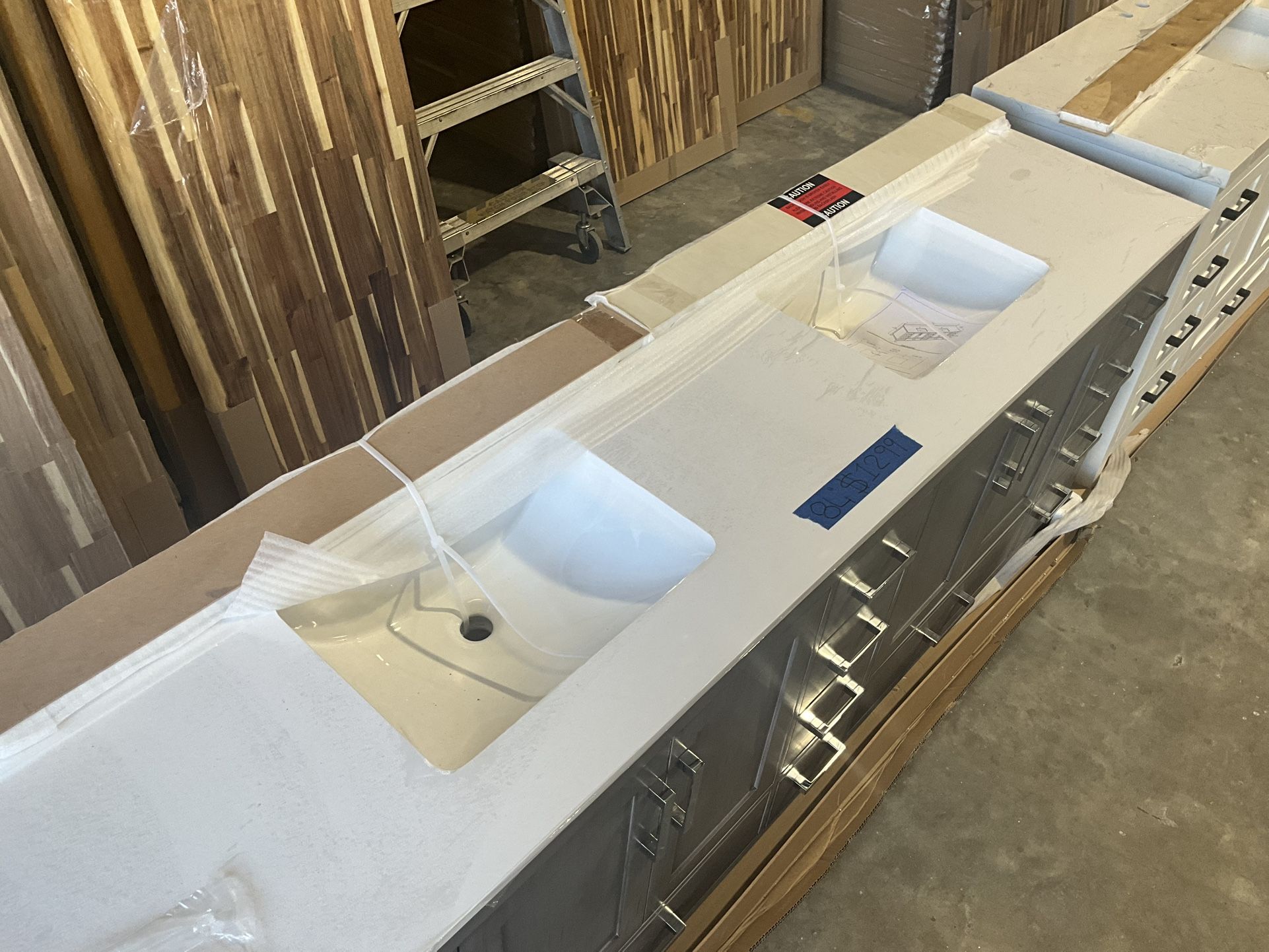 84” Bathroom Vanity in grey , double sink soft close solid wood with vanity top in white $1299 Luke’s liquidations warehouse Address: 2434 N Forsyth