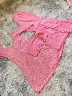 Affordable Pink Sequinsed kids sharara suit.