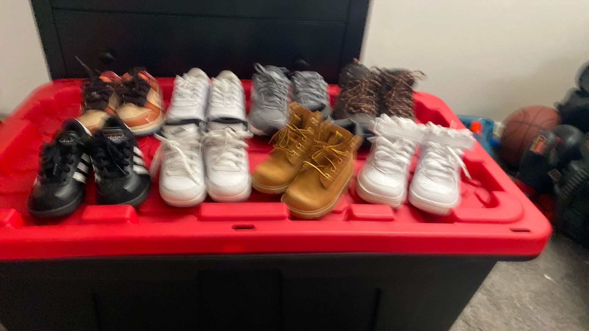 Use Timberland’s and Jordans 9C and the other six pair size 13 C $100 for all of them