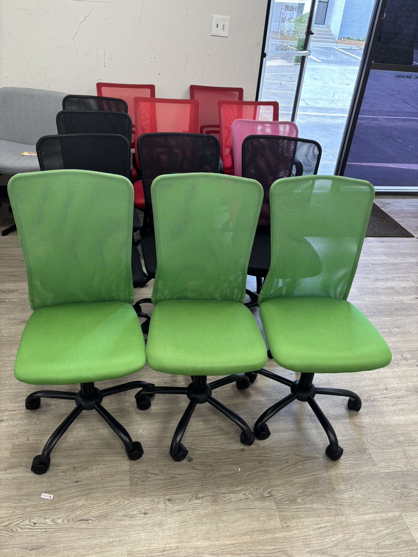 New adjustable office chairs, multiple colors, $15 each