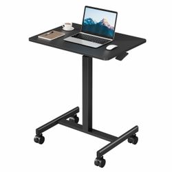 DUMOS Mobile Rolling Desk with Wheels, Small Standing Desks Black