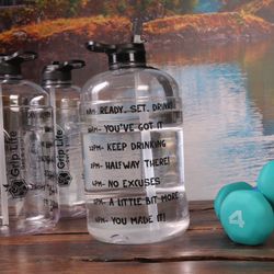 PREMIUM GRIP Gallon Motivational Gym Water Bottle 