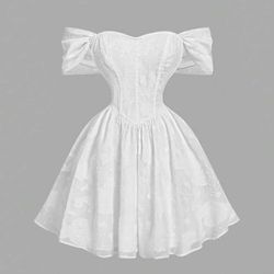 white lace off the shoulder corset dress size small