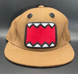 Domo Brown Flat Brim Hat 2010 NHK Wool Blend Anime Cap Embroidered Face