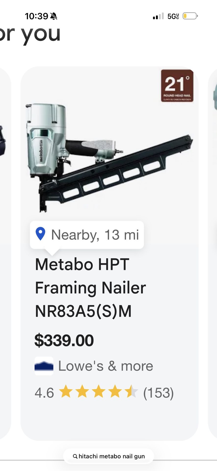 Hitachi Metabo Nail Framer
