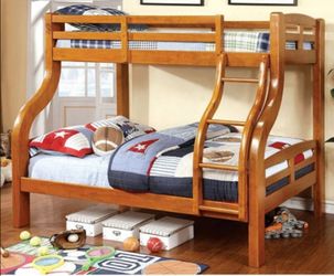 Brand New Oak Twin over Full Bunk Bed