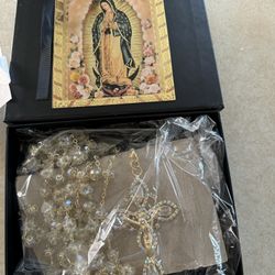 Wedding Lasso Crystal With Jesus Christ And Virgen De Guadalupe In A Premium Gift Box - Lazo De Bodas De Iglesia Para Novios - Lasso For Wedding Cerem