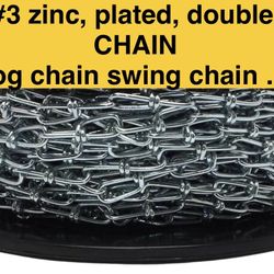New  100’  90 Lb CHAIN -  #3 double Loop zinc plated chain