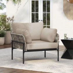 Beige & gray accent chair