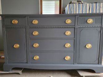 Refinished Gray buffet Gold Hardware