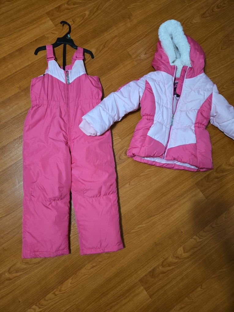 Size 5/6 Pink Snowsuit And Snow Jacket
