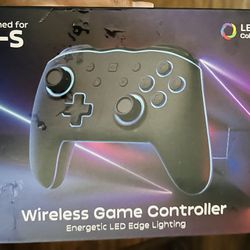Colorful LED Switch Pro Controllers for Switch/Lite/OLED, Wireless Switch Controller with Adjustable Vibration,Turbo,6-Axis Gyro (Black LED) 