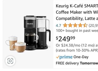 Keurig K-Cafe SMART Coffee, Latte & Cappuccino Maker W/WiFi