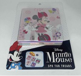 Minnie Mouse 5 Suction Cup Squares Non-Slip Bath Tub Treads Disney Decorations