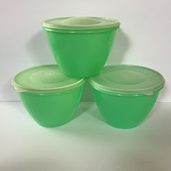 3 Vintage Tupperware Jadeite Green Crisp-It Lettuce Keepers