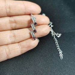 925 silver necklace with diamond ladder pendant