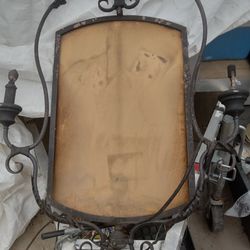 Old antique mirror and lamp.