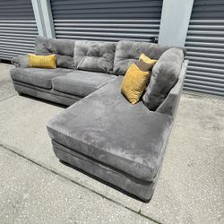 Grey Suede Sectional 🏝️