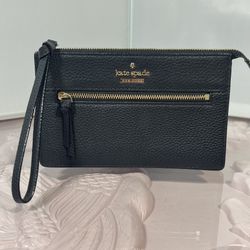 Kate Spade ♠️ Black Leather Clutch  Wristlet Wallet Mini Purse