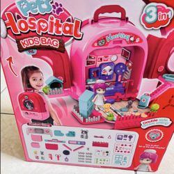 Pet Hospital Kids Play Set Toy Storage Case w/ Dog & Accessories $10 NEW  