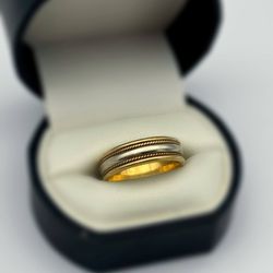 10k solid two tone twist hand made wedding band sz10.25
