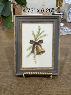 Viral brown bow gold bell Christmas holiday cavas art print