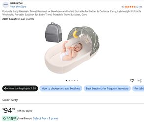 Portable travel baby bassinet