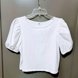 Uniqlo White Puff Sleeve T-Shirt – Size Medium