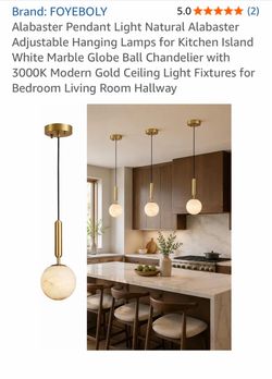 FOYEBOLY Alabaster Globe Pendant Light Gold