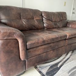Brown Leather couch And recliner Set 