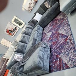 U Shape Sectional Chaise Silver Lf 