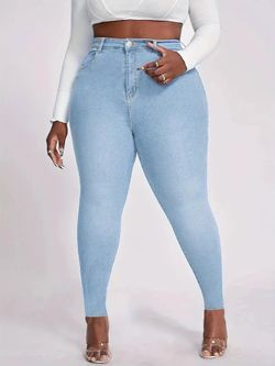 Women’s Size XL High-Waisted Light Wash Stretch Skinny Jeans – Slim Fit Denim