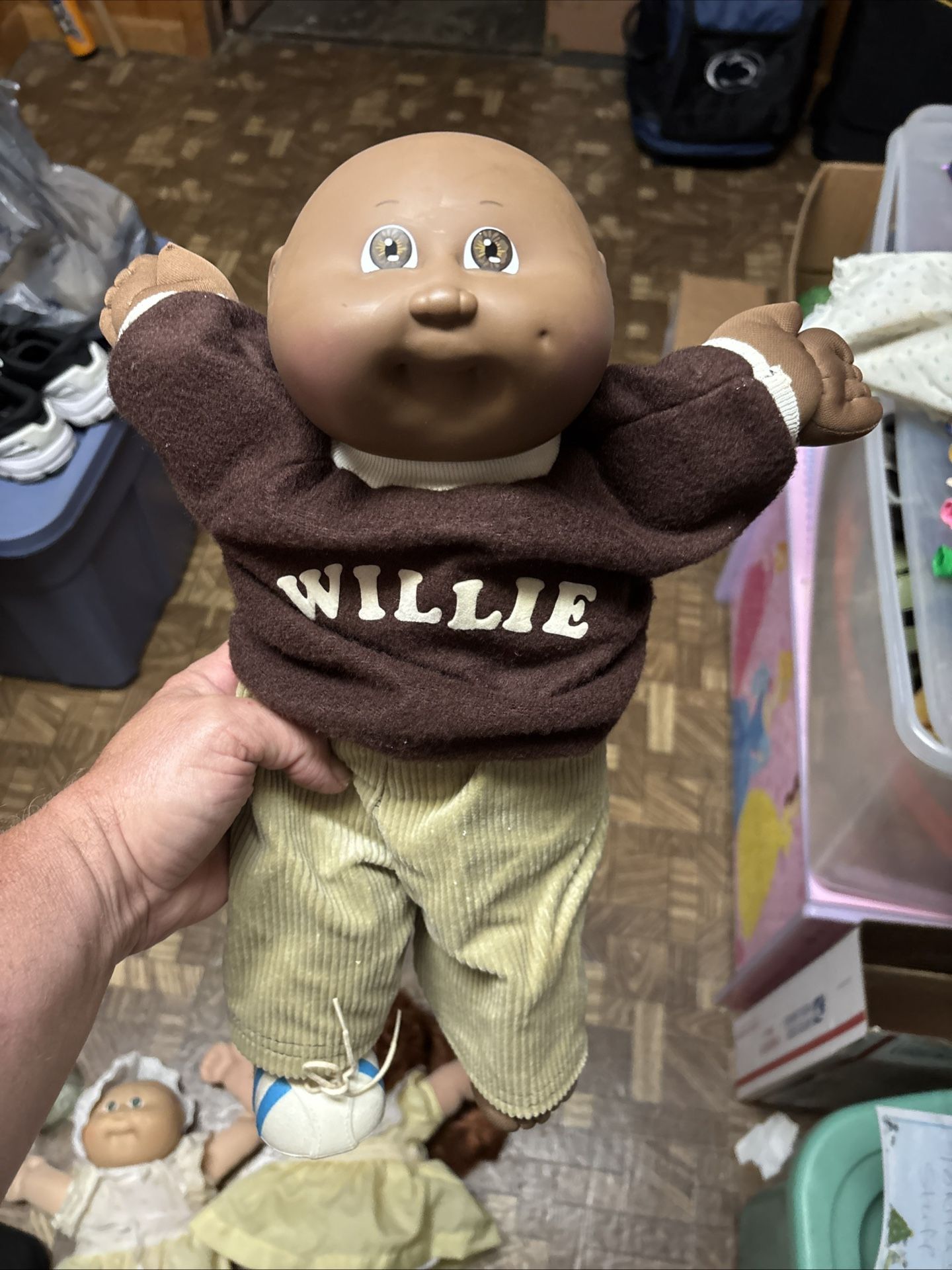 Vintage Cabbage Patch Kids Doll 1982 African American Bald Boy. “Willie”Outfit