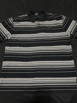 Black and White Striped Polo Shirt